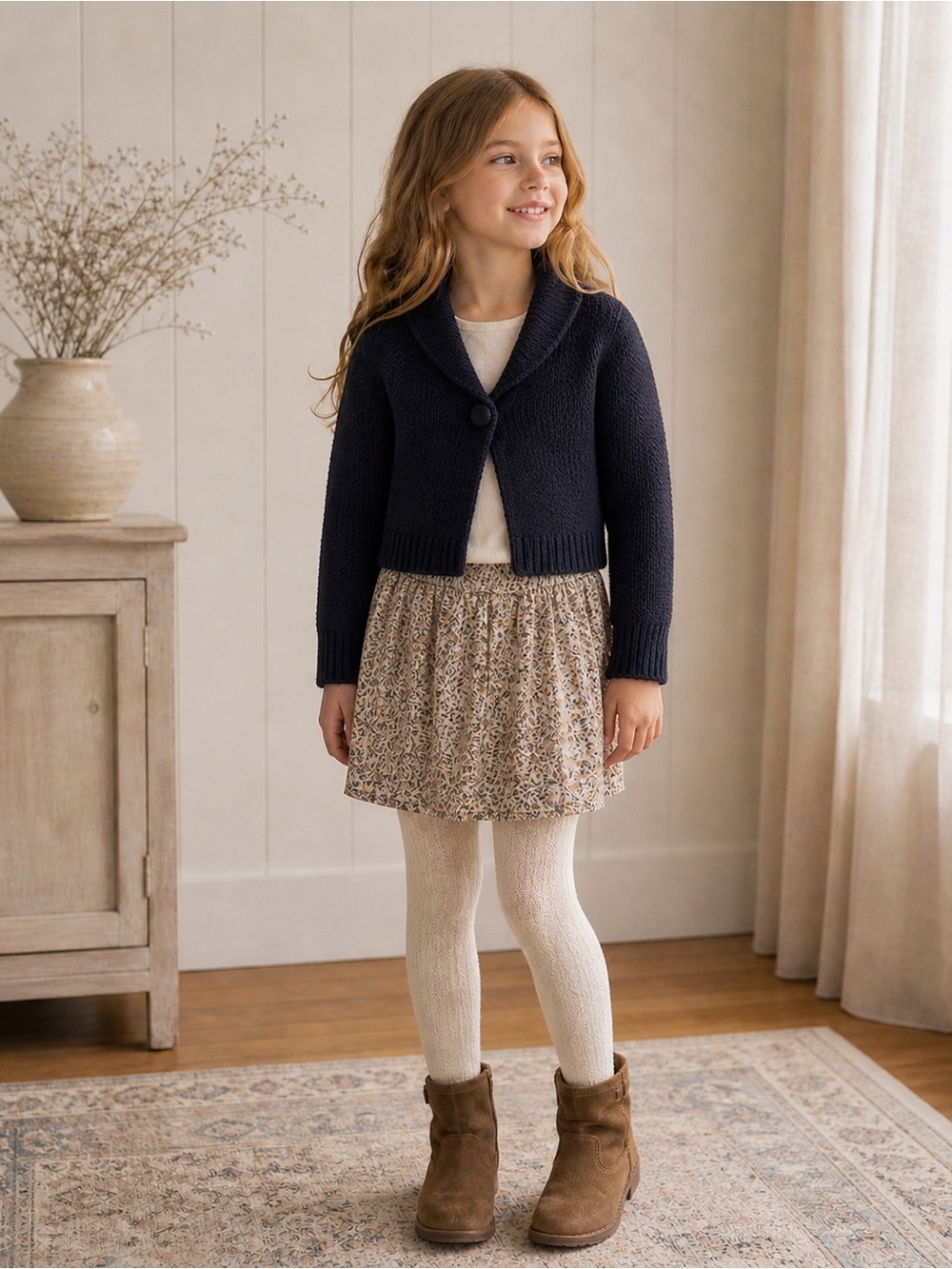 Crewcuts Girls Navy Wool Blend Cardigan Sweater Size 6/7 Cottagecore Classic